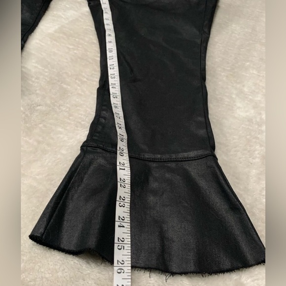 Lane Bryant Black Coated Ruffle Flare Hem Pants - 14R - Picture 2 of 4